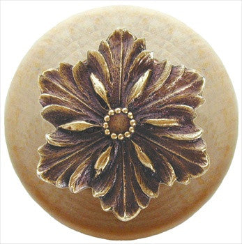 Notting Hill NHW-725N-AB: Opulent Flower Cabinet Knob - Natural/Antique Brass