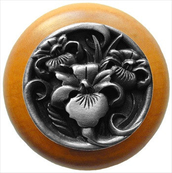 Notting Hill NHW-728M-AP: River Iris Cabinet Knob - Maple/Antique Pewter
