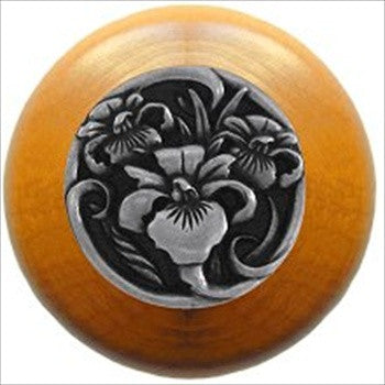 Notting Hill NHW-728M-BP: River Iris Cabinet Knob - Maple/Brilliant Pewter