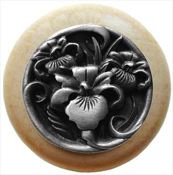 Notting Hill NHW-728N-AP: River Iris Cabinet Knob - Natural/Antique Pewter