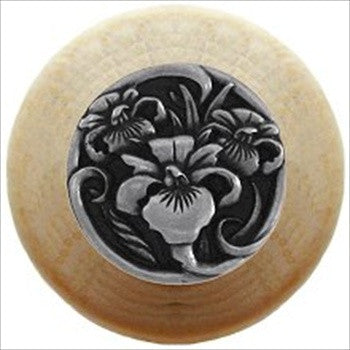 Notting Hill NHW-728N-BP: River Iris Cabinet Knob - Natural/Brilliant Pewter