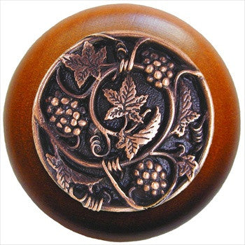 Notting Hill NHW-729C-AC: Grapevines Cabinet Knob - Cherry/Antique Copper