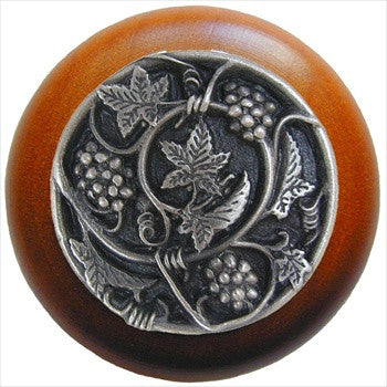 Notting Hill NHW-729C-AP: Grapevines Cabinet Knob - Cherry/Antique Pewter