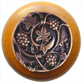 Notting Hill NHW-729M-AC: Grapevines Cabinet Knob - Maple/Antique Copper