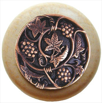 Notting Hill NHW-729N-AC: Grapevines Cabinet Knob - Natural/Antique Copper