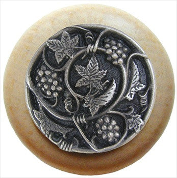 Notting Hill NHW-729N-AP: Grapevines Cabinet Knob - Natural/Antique Pewter