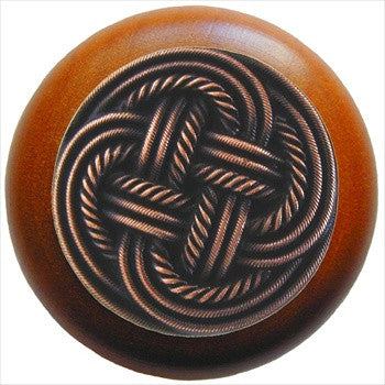 Notting Hill NHW-739C-AC: Classic Weave Cabinet Knob - Cherry/Antique Copper