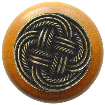 Notting Hill NHW-739M-AB: Classic Weave Cabinet Knob - Maple/Antique Brass