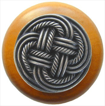 Notting Hill NHW-739M-AP: Classic Weave Cabinet Knob - Maple/Antique Pewter