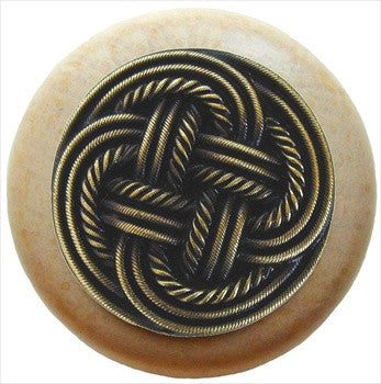 Notting Hill NHW-739N-AB: Classic Weave Cabinet Knob - Natural/Antique Brass