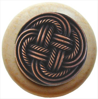 Notting Hill NHW-739N-AC: Classic Weave Cabinet Knob - Natural/Antique Copper