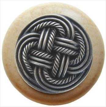 Notting Hill NHW-739N-AP: Classic Weave Cabinet Knob - Natural/Antique Pewter