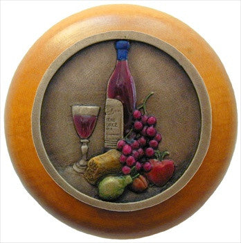 Notting Hill NHW-740M-BHT: Best Cellar (Wine) Cabinet Knob - Maple/Brass
