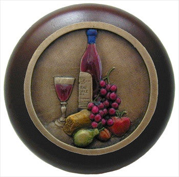 Notting Hill NHW-740W-BHT: Best Cellar (Wine) Cabinet Knob - Dark Walnut/Brass