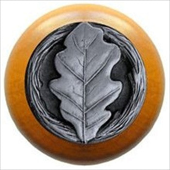 Notting Hill NHW-744M-AP: Oak Leaf Cabinet Knob - Maple/Antique Pewter