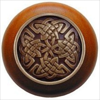 Notting Hill NHW-757C-AB: Celtic Isles Cabinet Knob - Cherry/Antique Brass