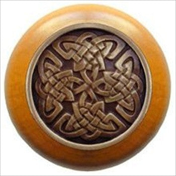 Notting Hill NHW-757M-AB: Celtic Isles Cabinet Knob - Maple/Antique Brass