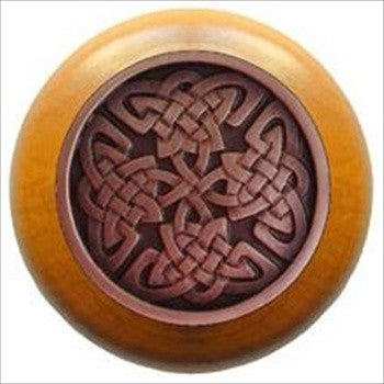 Notting Hill NHW-757M-AC: Celtic Isles Cabinet Knob - Maple/Antique Copper