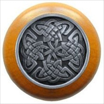 Notting Hill NHW-757M-AP: Celtic Isles Cabinet Knob - Maple/Antique Pewter