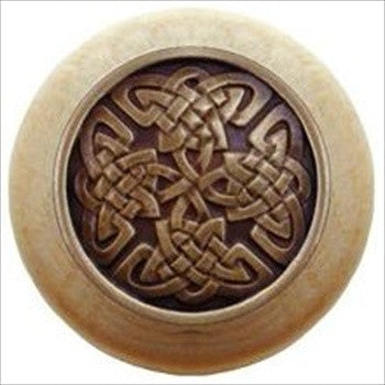 Notting Hill NHW-757N-AB: Celtic Isles Cabinet Knob - Natural/Antique Brass