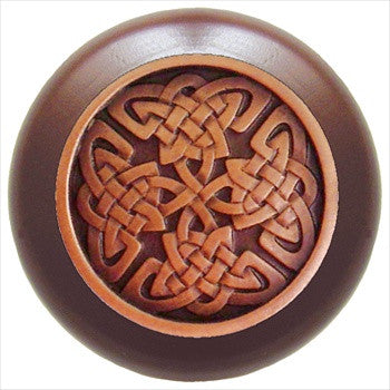 Notting Hill NHW-757W-AC: Celtic Isles Cabinet Knob - Dark Walnut/Antique Copper