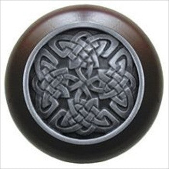 Notting Hill NHW-757W-AP: Celtic Isles Cabinet Knob - Dark Walnut/Antique Pewter