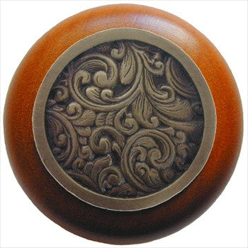 Notting Hill NHW-759C-AB: Saddleworth Cabinet Knob - Cherry/Antique Brass