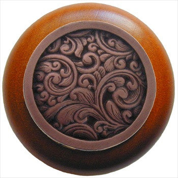 Notting Hill NHW-759C-AC: Saddleworth Cabinet Knob - Cherry/Antique Copper