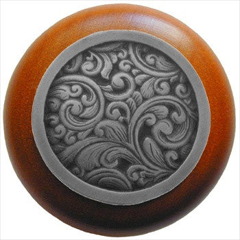 Notting Hill NHW-759C-AP: Saddleworth Cabinet Knob - Cherry/Antique Pewter