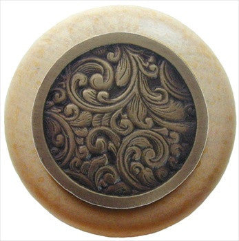 Notting Hill NHW-759N-AB: Saddleworth Cabinet Knob - Natural/Antique Brass