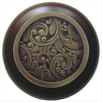 Notting Hill NHW-759W-AB: Saddleworth Cabinet Knob - Dark Walnut/Antique Brass