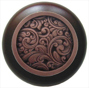 Notting Hill NHW-759W-AC: Saddleworth Cabinet Knob - Dark Walnut/Antique Copper