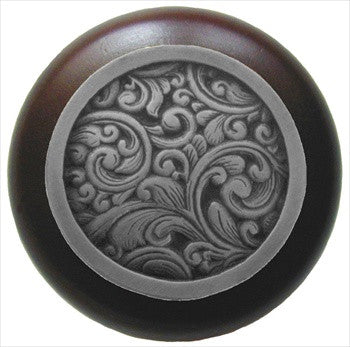 Notting Hill NHW-759W-AP: Saddleworth Cabinet Knob - Dark Walnut/Antique Pewter