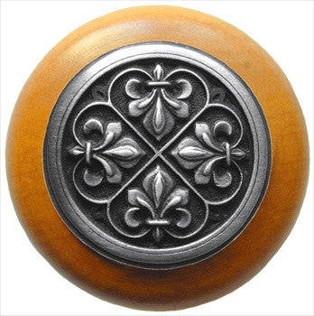 Notting Hill NHW-760M-AP: Fleur-De-Lis Cabinet Knob - Maple/Antique Pewter