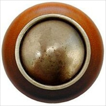 Notting Hill NHW-761C-AB: Plain Dome Cabinet Knob - Cherry/Antique Brass