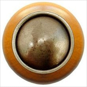 Notting Hill NHW-761M-AB: Plain Dome Cabinet Knob - Maple/Antique Brass