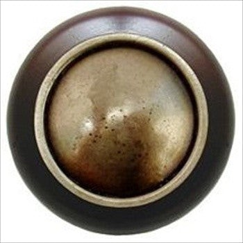 Notting Hill NHW-761W-AB: Plain Dome Cabinet Knob - Dark Walnut/Antique Brass
