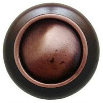 Notting Hill NHW-761W-AC: Plain Dome Cabinet Knob - Dark Walnut/Antique Copper