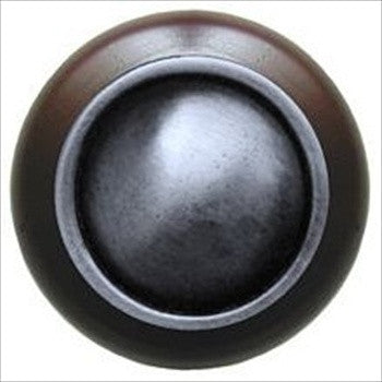Notting Hill NHW-761W-AP: Plain Dome Cabinet Knob - Dark Walnut/Antique Pewter