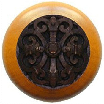 Notting Hill NHW-776M-DB: Chateau Cabinet Knob - Maple/Dark Brass