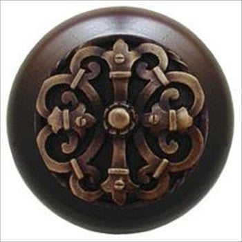 Notting Hill NHW-776W-AB: Chateau Cabinet Knob - Dark Walnut/Antique Brass