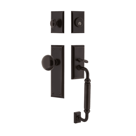Nostalgic 727733: Entry Lockset w/New York Backplate, C-Grip Exterior Handle and New York Knob - Timeless Bronze