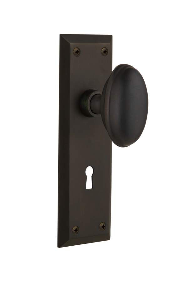 Nostalgic 704944: Mortise New York Plate w/ Homestead Knob - Oil Rubbed Bronze