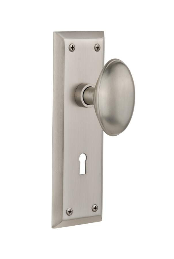 Nostalgic 704943: Mortise New York Plate w/ Homestead Knob and Keyhole - Satin Nickel