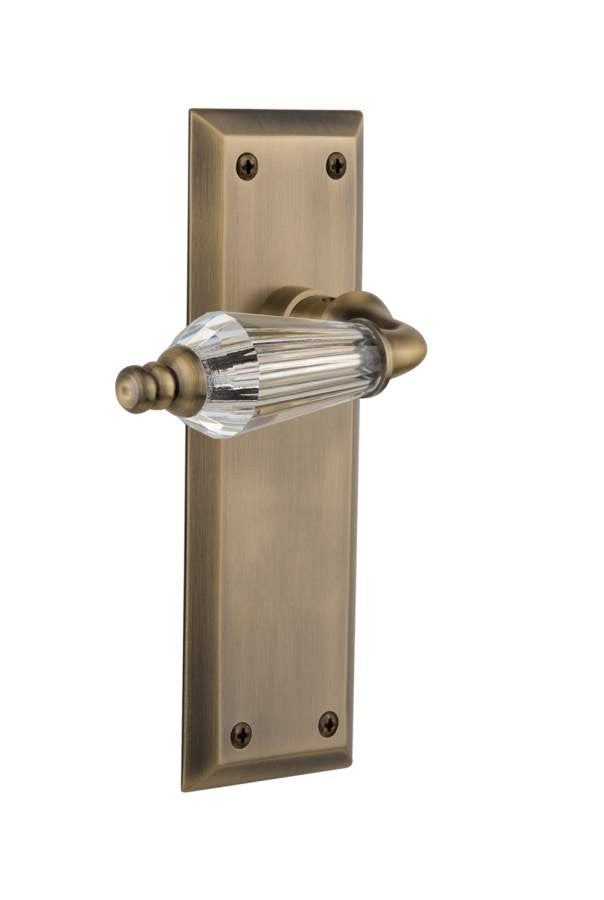 Nostalgic 714387: New York Backplate w/Parlour Lever Privacy Door Set - Antique Brass