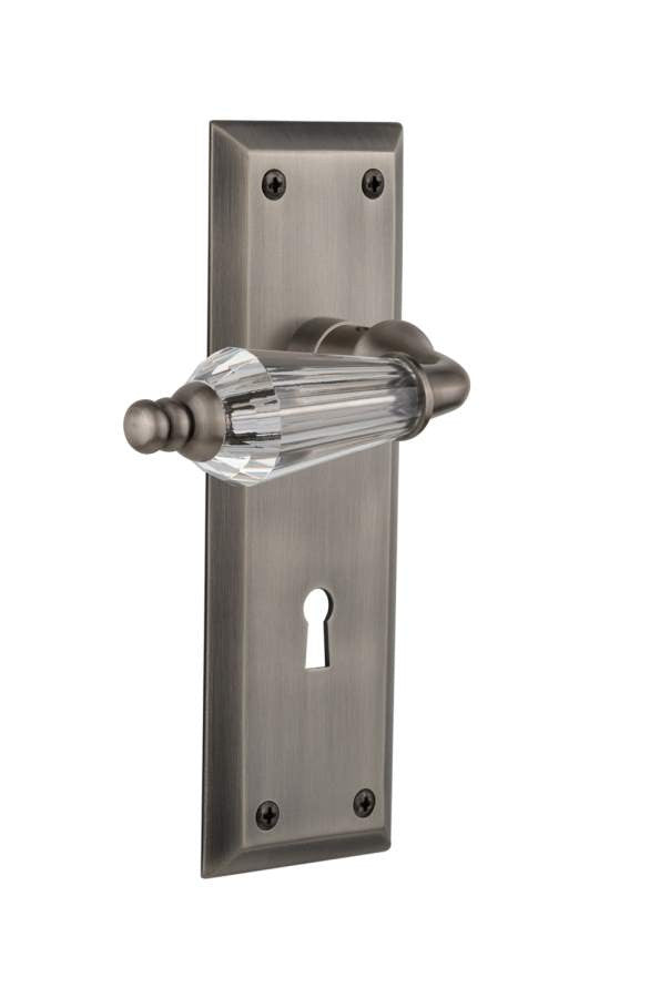 Nostalgic 714436: New York Backplate w/Parlour Lever Privacy Door Set - Antique Pewter