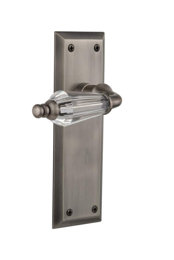 Nostalgic 714388: New York Backplate w/Parlour Lever Privacy Door Set - Antique Pewter