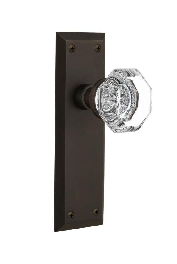 Nostalgic 733127: New York Backplate w/Waldorf Knob Privacy Door Set - Oil-Rubbed Bronze