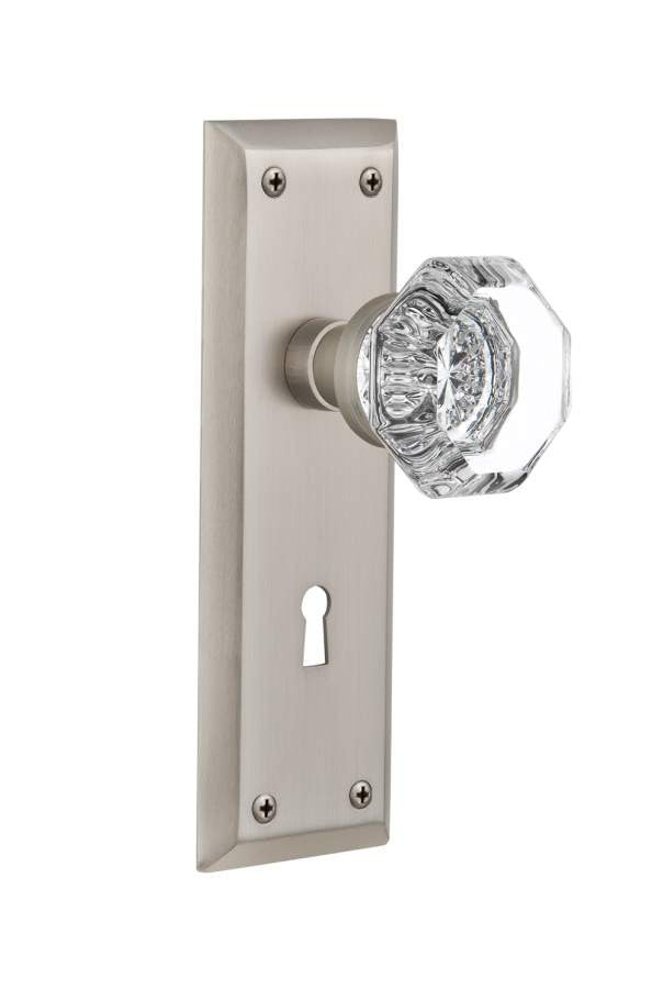 Nostalgic 704949: Mortise New York Plate w/ Waldorf Knob and Keyhole - Satin Nickel