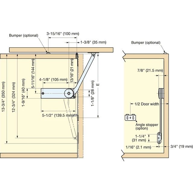 Sugatsune OV-EZ-9R/BL: Lift Assist Mechanism for Over-The-Top Flipper Doors (right) - Nickel/Black